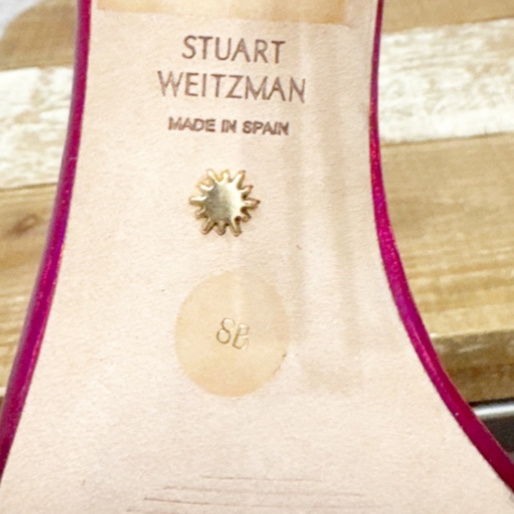 Stuart Weitzman Nudistcurve 100 Heels Metallic Pink Size 8 NEW - Picture 7 of 7